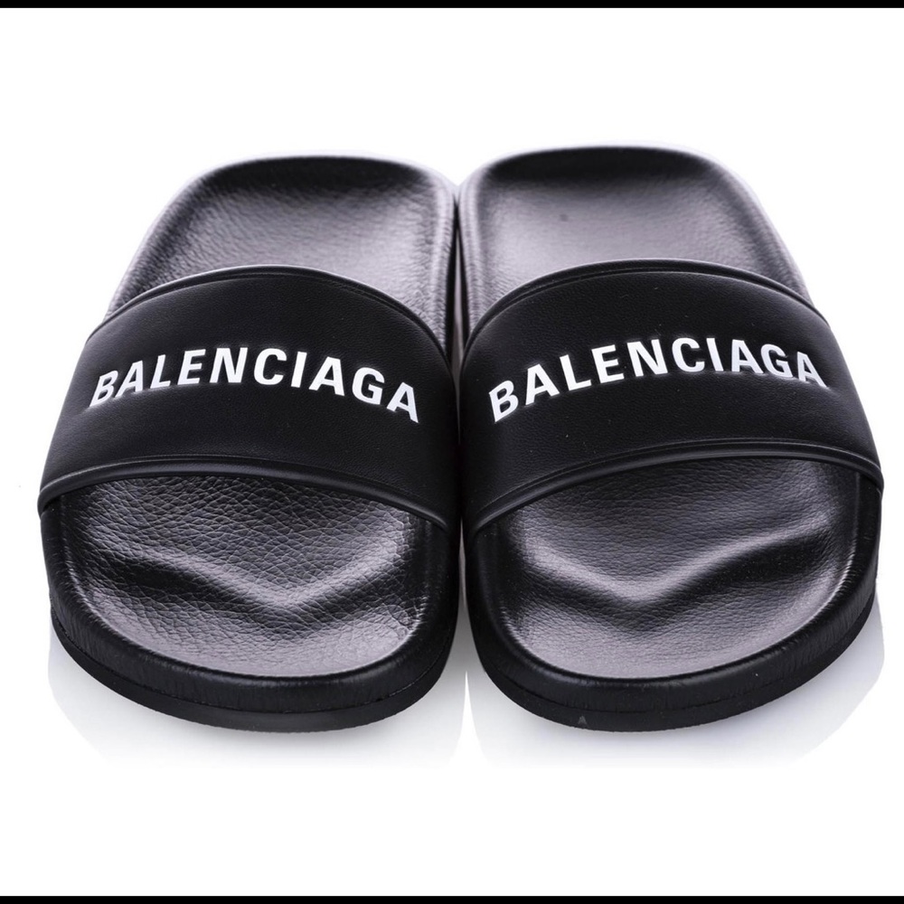 Black Balenciaga Piscine Flat Sandal